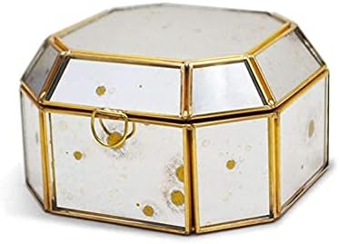 KINGX Bakır Platin Retro Mücevher Göğüs Avrupa Tarzı Cam Takı saklama kutusu Kolye Yüzük Küpe Biblo Kutusu