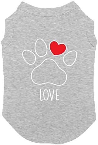 Aşk Pençe Baskı Kalp-En iyi Arkadaş Köpek Gömlek (Açık Gri, X-Küçük)