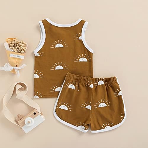 Axupico Toddler Erkek Bebek Kız Kıyafetler 2 Adet Yaz şort takımı Güneş Baskı Kısa Kollu Üstleri T-Shirt ve Şort Giyim
