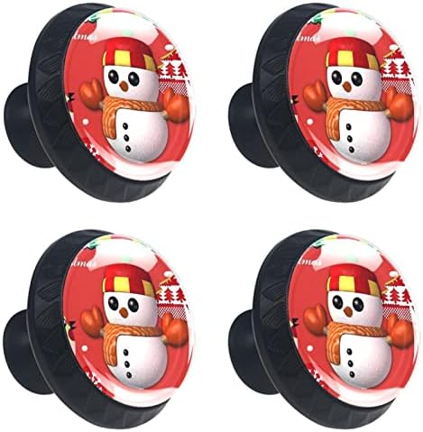 KRAIDO Merry Christmas Kardan Adam Desen Çekmece Kolları 4 Adet Yuvarlak Dolap Topuzu Vidalar ile Ev Ofis için Uygun