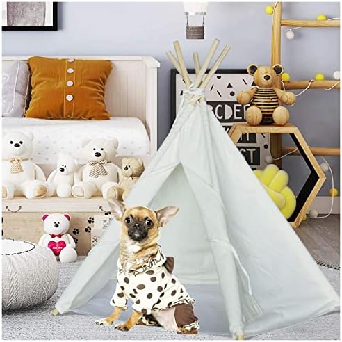 Köpek oyuncak çadır Köpekler ve Kediler için Sevimli Pet Teepee Mat, Taşınabilir Köpek Çadırları 24 inç Köpek Evi