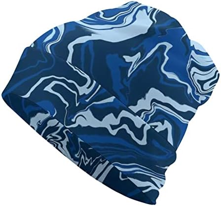 BAİKUTOUAN Mavi Mermer Soyut Suluboya Baskı Bere Şapka Tasarımları ile Erkekler Kadınlar için Kafatası Kap