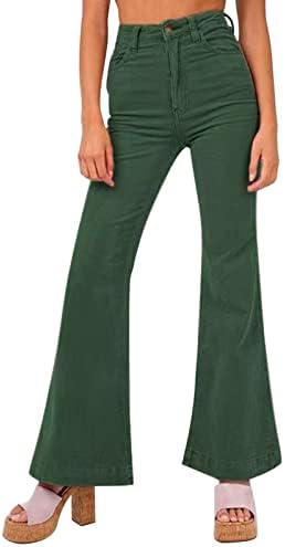 MIASHUI Artı Boyutu Yüksek Bel takım elbise pantalonları Kadınlar için kadın Düz Renk Kadife Flare Pantolon Geniş