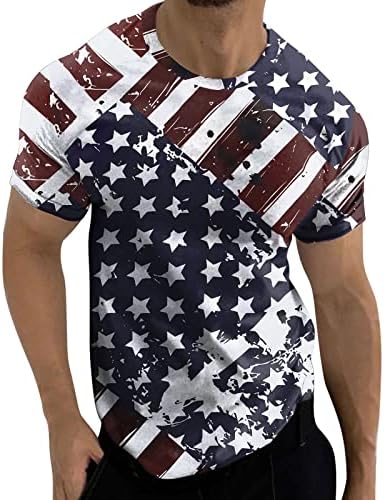 ZDDO 4th Temmuz Erkek Asker Kısa Kollu T-Shirt, Yaz Vatansever Retro 1776 Amerikan Bayrağı Baskı Kas Crewneck Tee