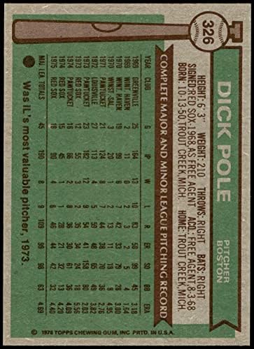 1976 Topps 326 Dick Direği Boston Red Sox (Beyzbol Kartı) NM Red Sox