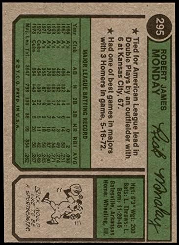 1974 Topps 295 Rick Pazartesi Chicago Cubs (Beyzbol Kartı) ESKİ Cubs