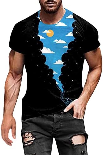 Erkek Yaz Gömlek Gökkuşağı Kravat Boya T-Shirt Yaz Rahat Kısa Kollu Üstleri Serin 3D Baskı Kas Egzersiz Tees Bluz