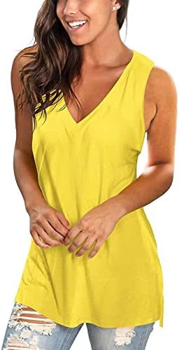 Kadınlar için gömlek, kolsuz Tank Tops Kadınlar için Yaz Üstleri V Boyun Katı Degrade Renk Gevşek Gömlek