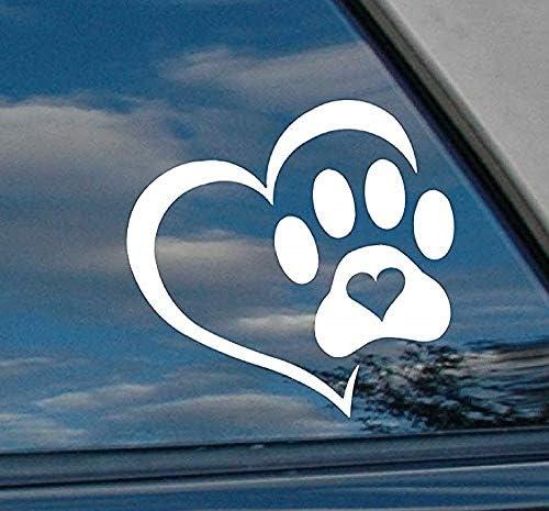 kalp lover Köpek Kedi Aşk Pet PAW Vinil Çıkartması Sticker-Araba Pencere, Laptop, duvar, Mac (5.5 inç, beyaz)